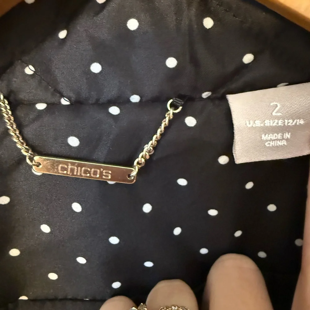 🌺 Chico’s Black Polka Dot Quilted Women's Jacket US 12-14 🌺